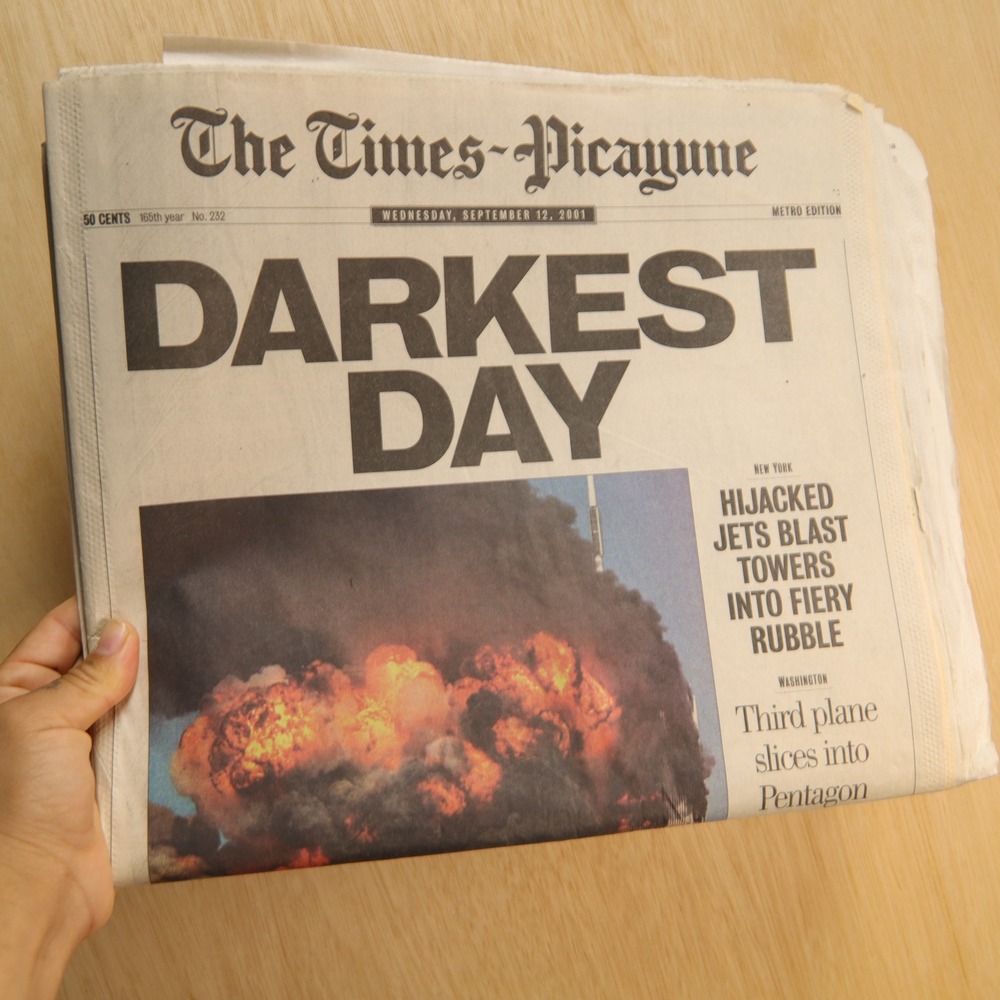 The Times-Picayune Newspaper Sept 12 2001 9/11 Darkest Day Metro Edition Paper